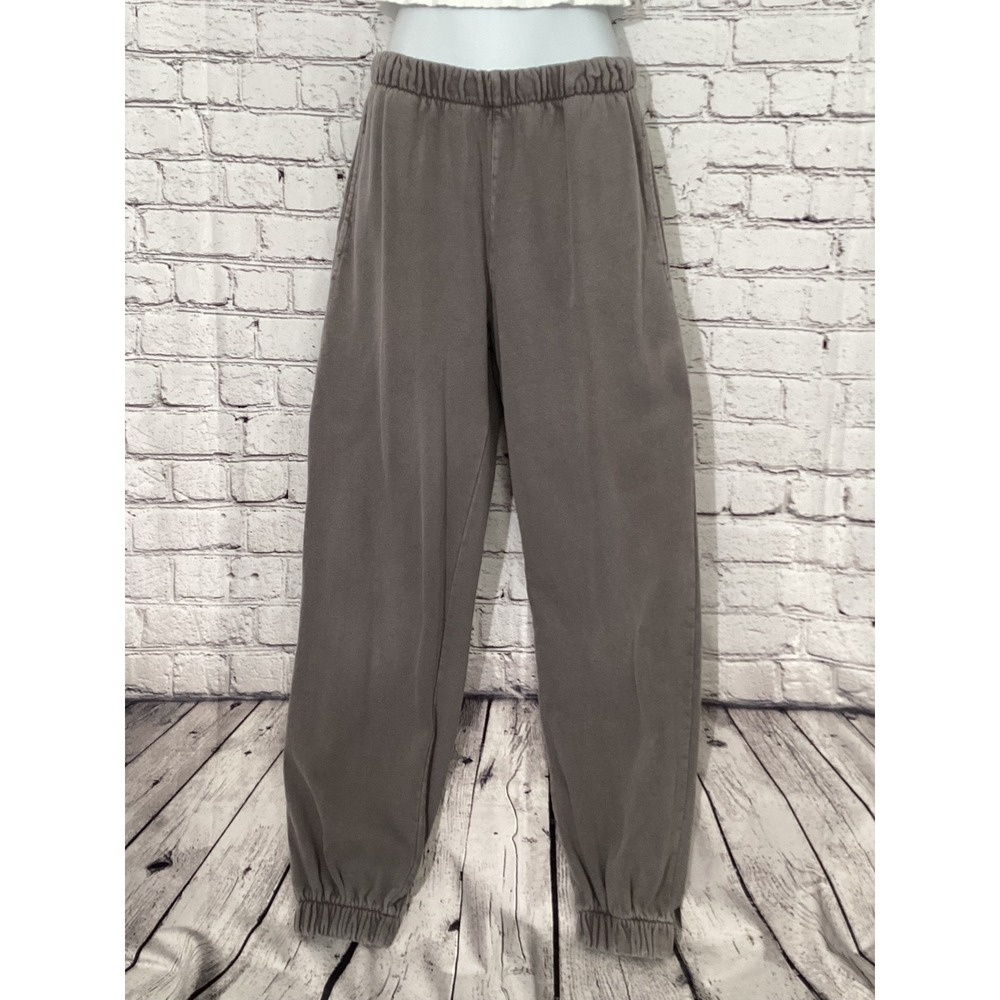John Galt Grey Jogger Sweatpants High Waisted Fleece Lounge Pants One Size - Picture 1 of 4
